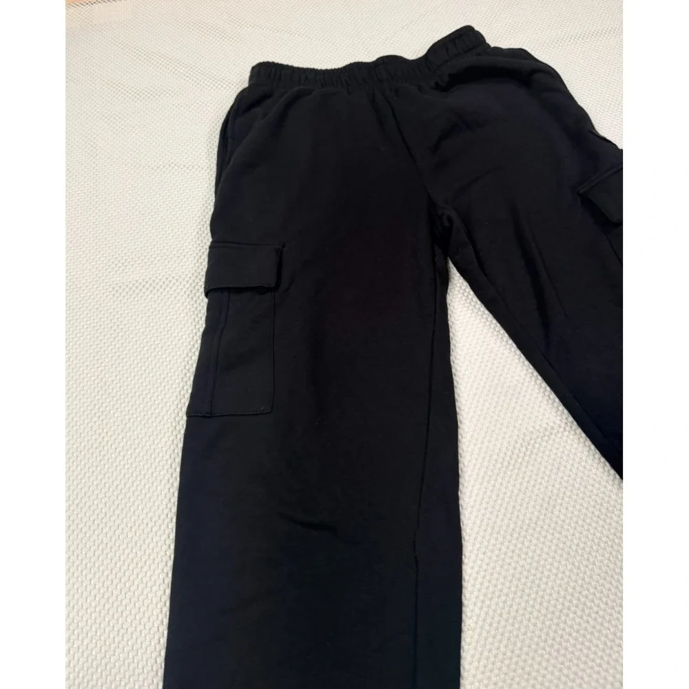 Playboy Cargo Pants Men Size L Black Fleece Sweatpants Multi Pocket Joggers